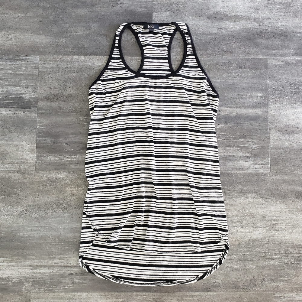 Black White Striped ISSI Long Tank